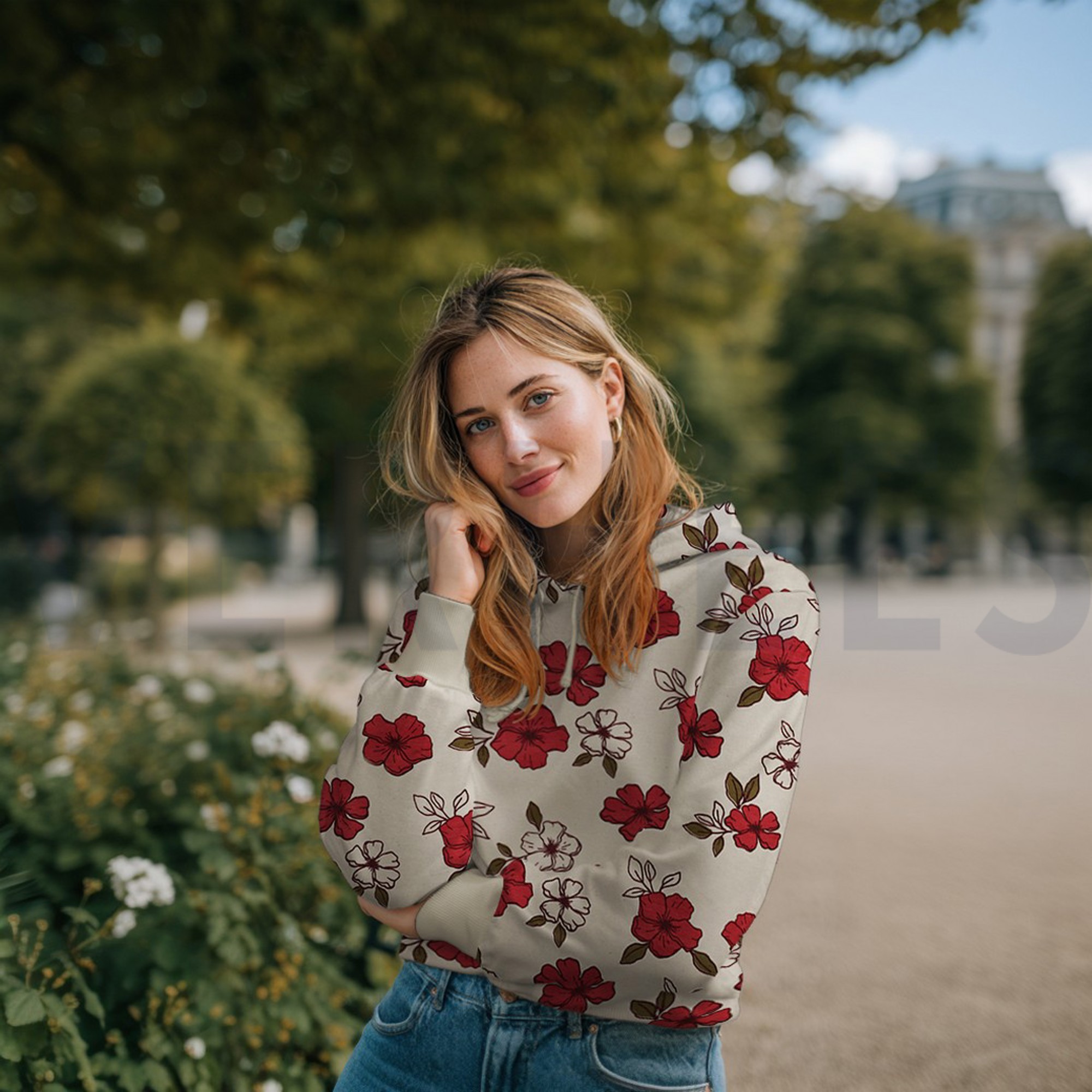 SWEAT NATURALS BLUMEN NATUR/ROT (high resolution) #7