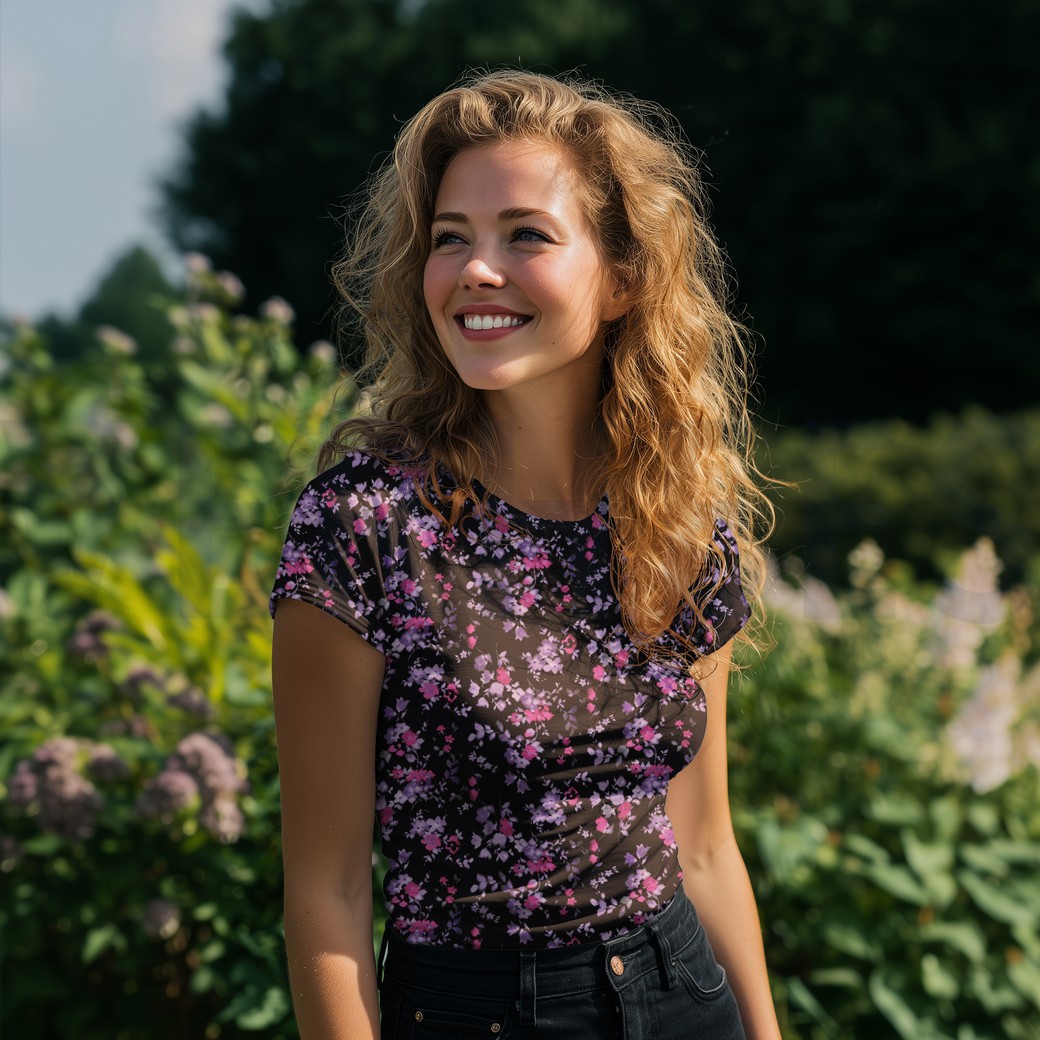 JERSEY DIGITAL BLUMEN SCHWARZ #7