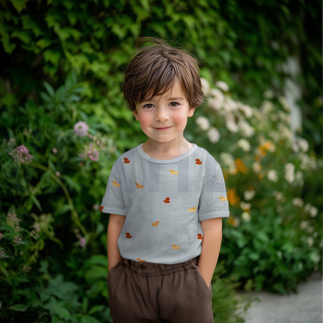 RIB JERSEY DOGS BLUE #7