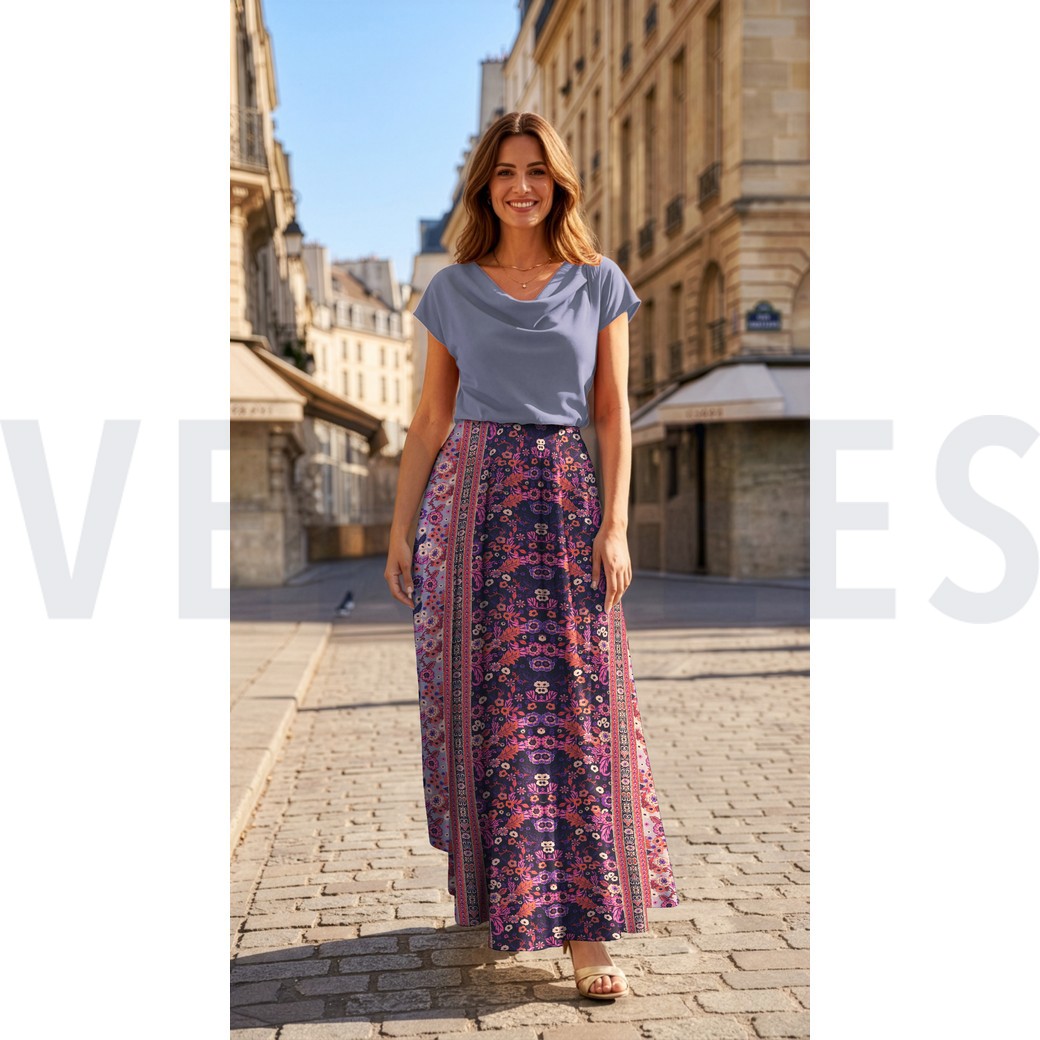VISCOSE RADIANCE DIGITAL FLOWERS NAVY #7