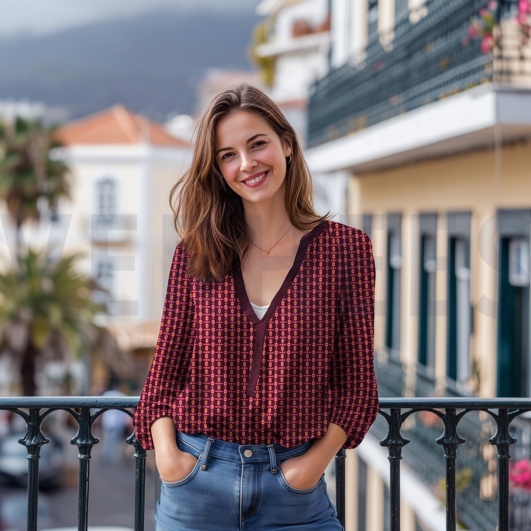 LENZING™ ECOVERO™ GÉOMÉTRIQUE BRUN FONCÉ #7