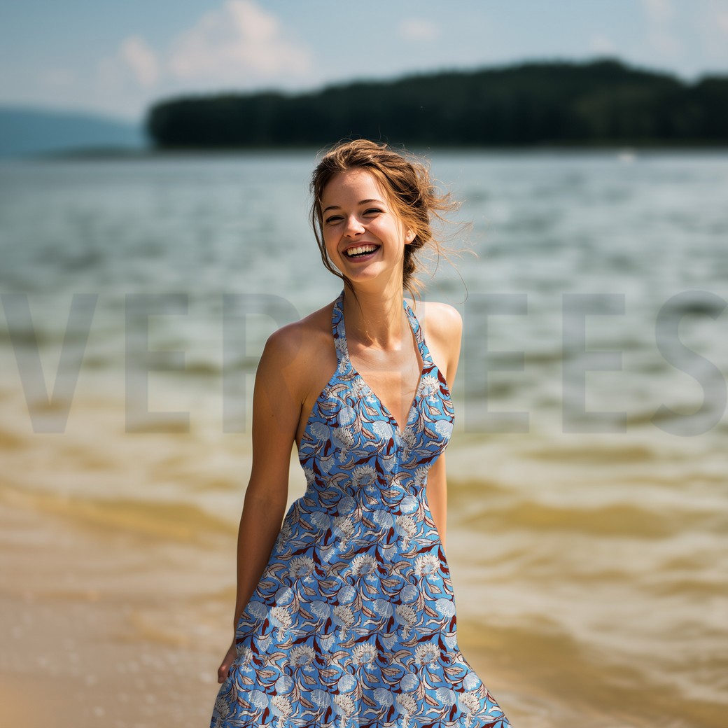 VISCOSE RADIANCE DIGITAL FLEURS BLEU #7