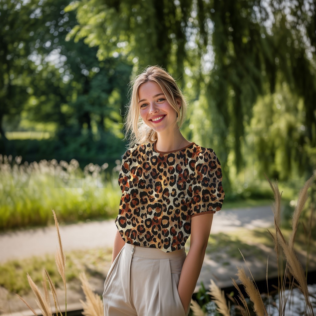 VISCOSE LUREX DIGITAAL DIERENHUID BRUIN #7