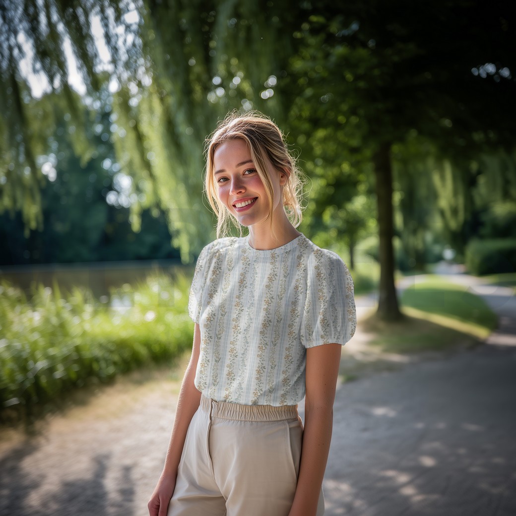 KATOENEN DOBBY RUITEN DIGITAAL BLOEMEN WIT #7