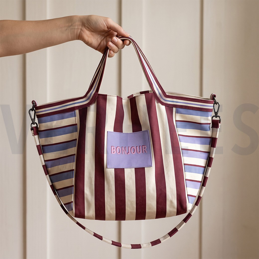 CANVAS DIGITAAL SHOPPER PANEEL STREPEN AUBERGINE #7