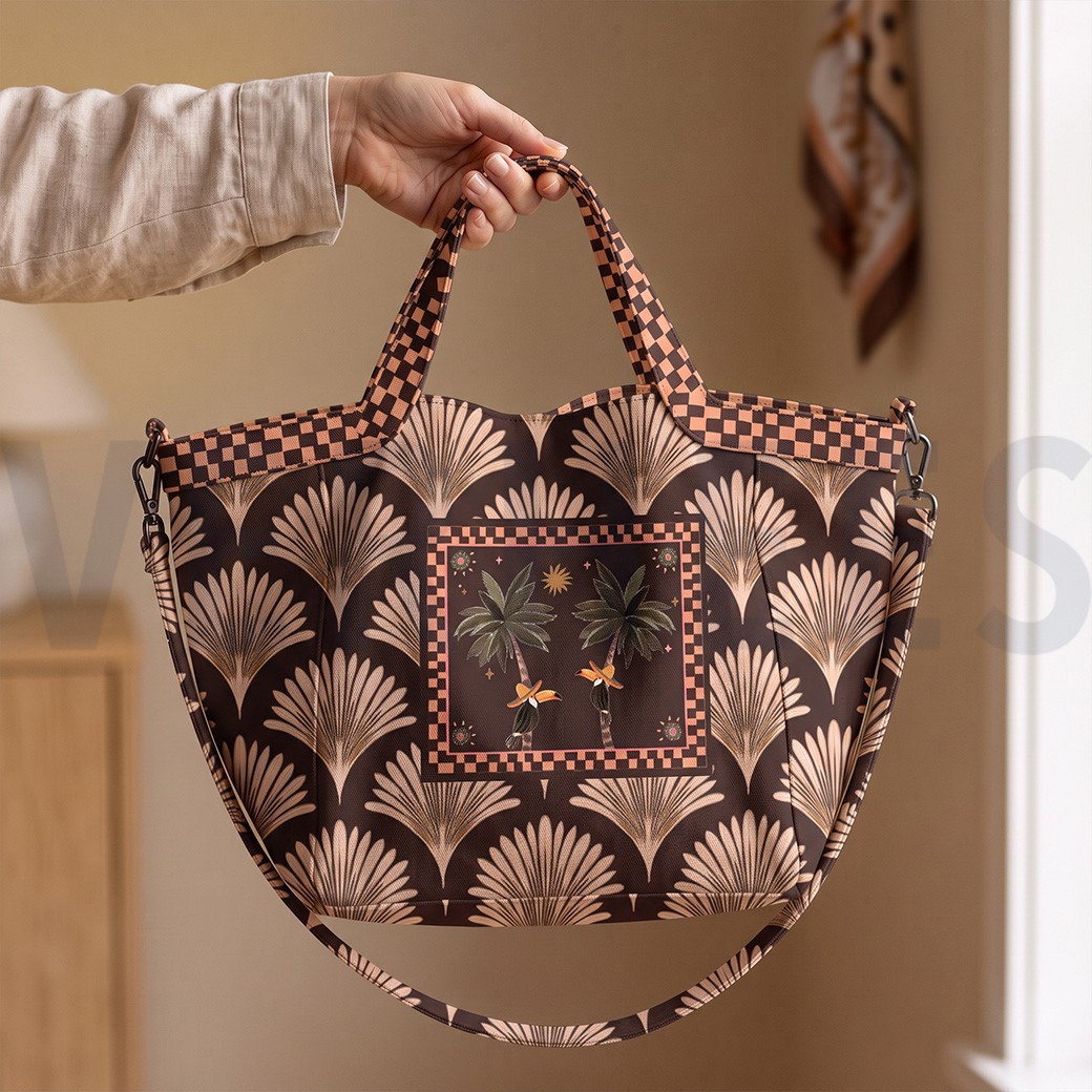 CANVAS DIGITAAL SHOPPER PANEEL TROPISCH FRUIT BRUIN #7