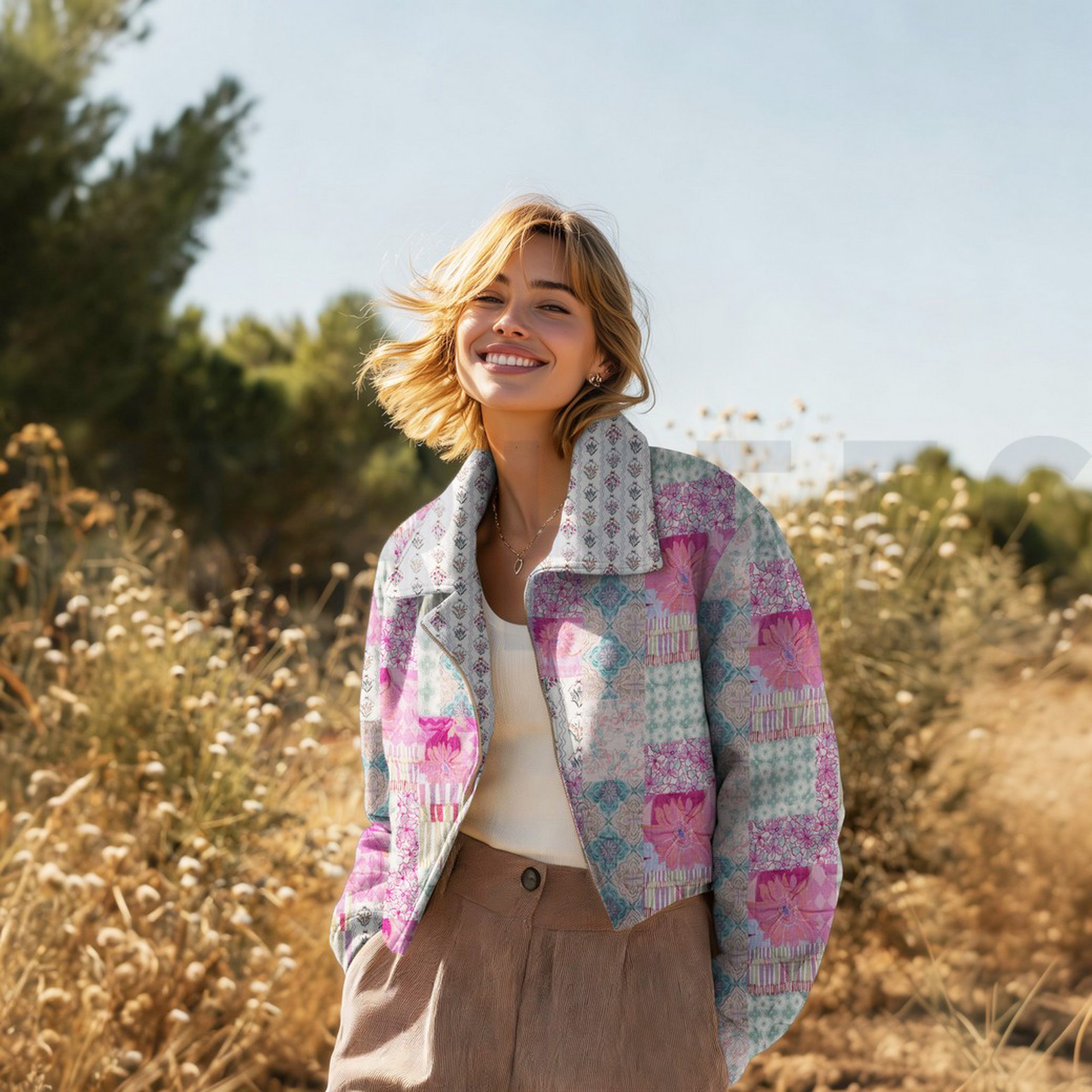 DOUBLE GAUZE GEWATTEERD DIGITAAL BLOEMEN LICHTROZE (high resolution) #7