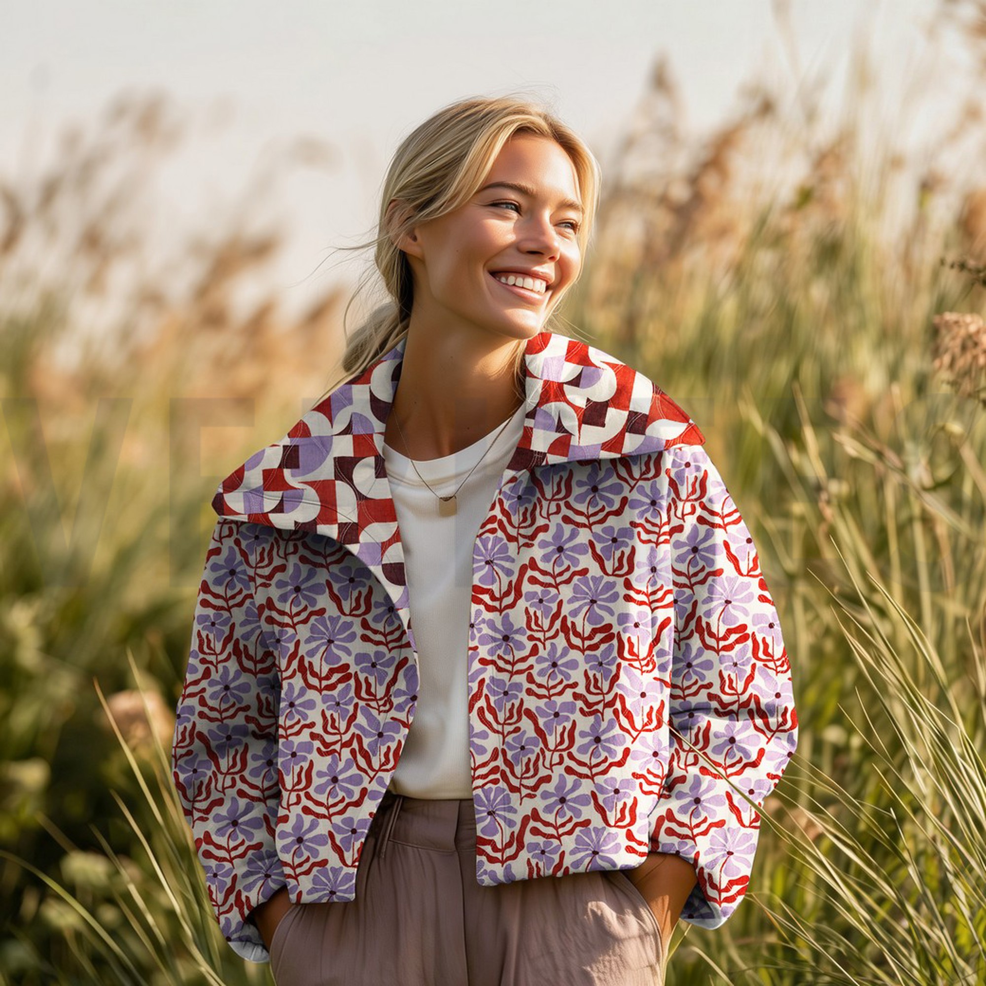 DOUBLE GAUZE GEWATTEERD BLOEMEN NATUREL (high resolution) #7