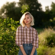 KATOEN GARENGEVERFD RUITEN LICHTROZE/BRUIN (thumbnail) #7