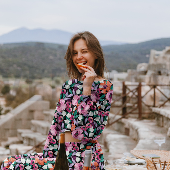 FRENCH TERRY DIGITAAL BLOEMEN MARINEBLAUW #7