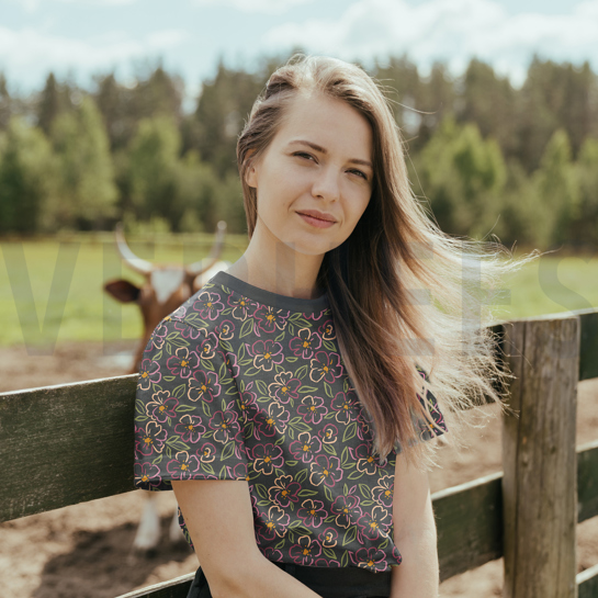 JERSEY MELIERT BLUMEN ANTHRAZIT MELIERT #7