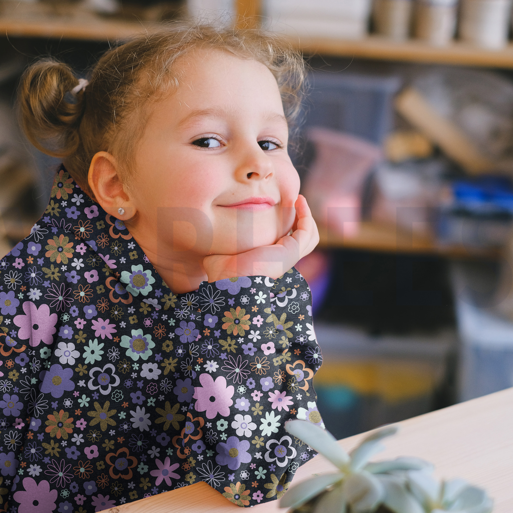 SWEAT MELANGE GLITTER FLOWERS ECRU MELANGE (high resolution) #7