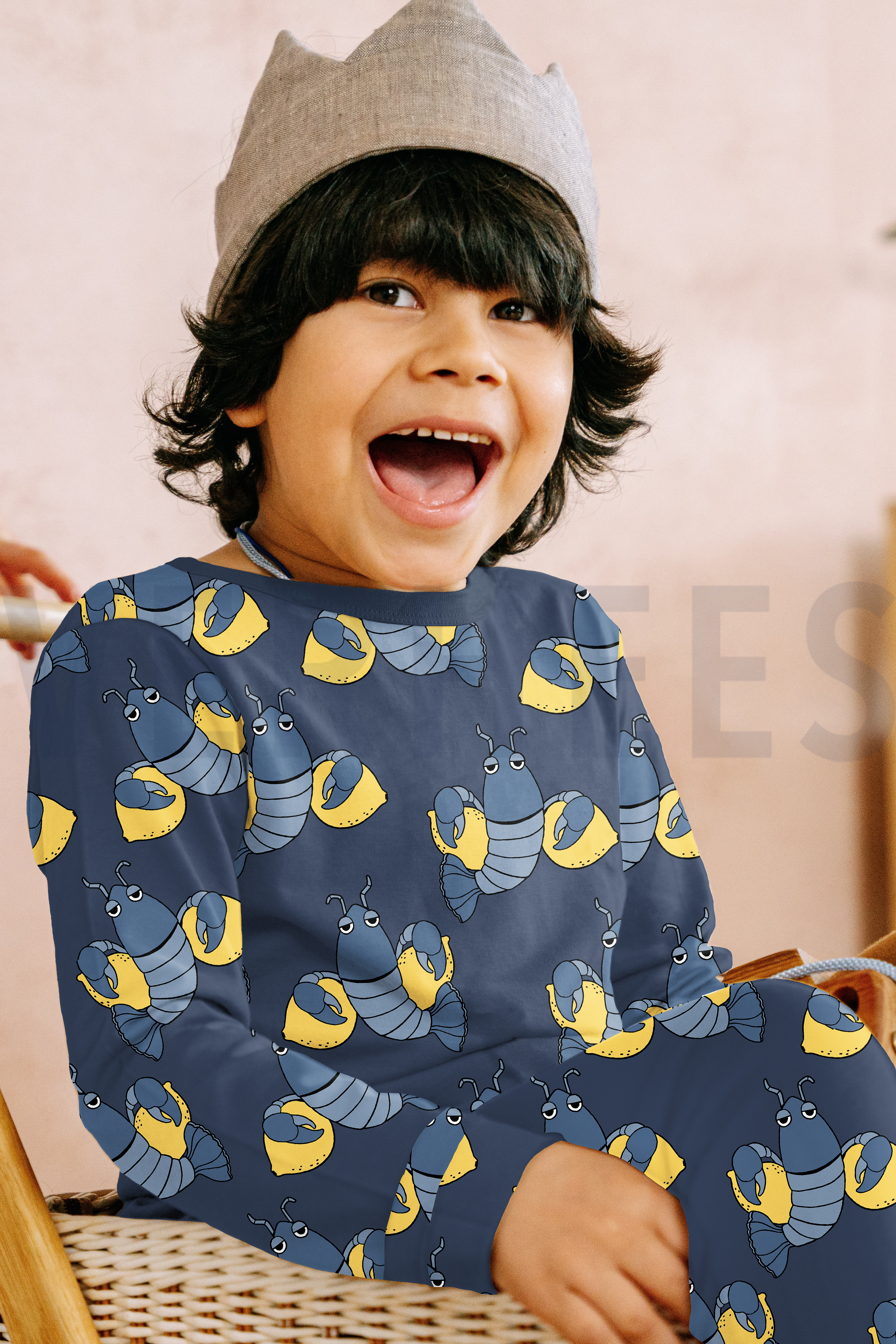 FRENCH TERRY COOLE LOBSTERS BLAUW #7