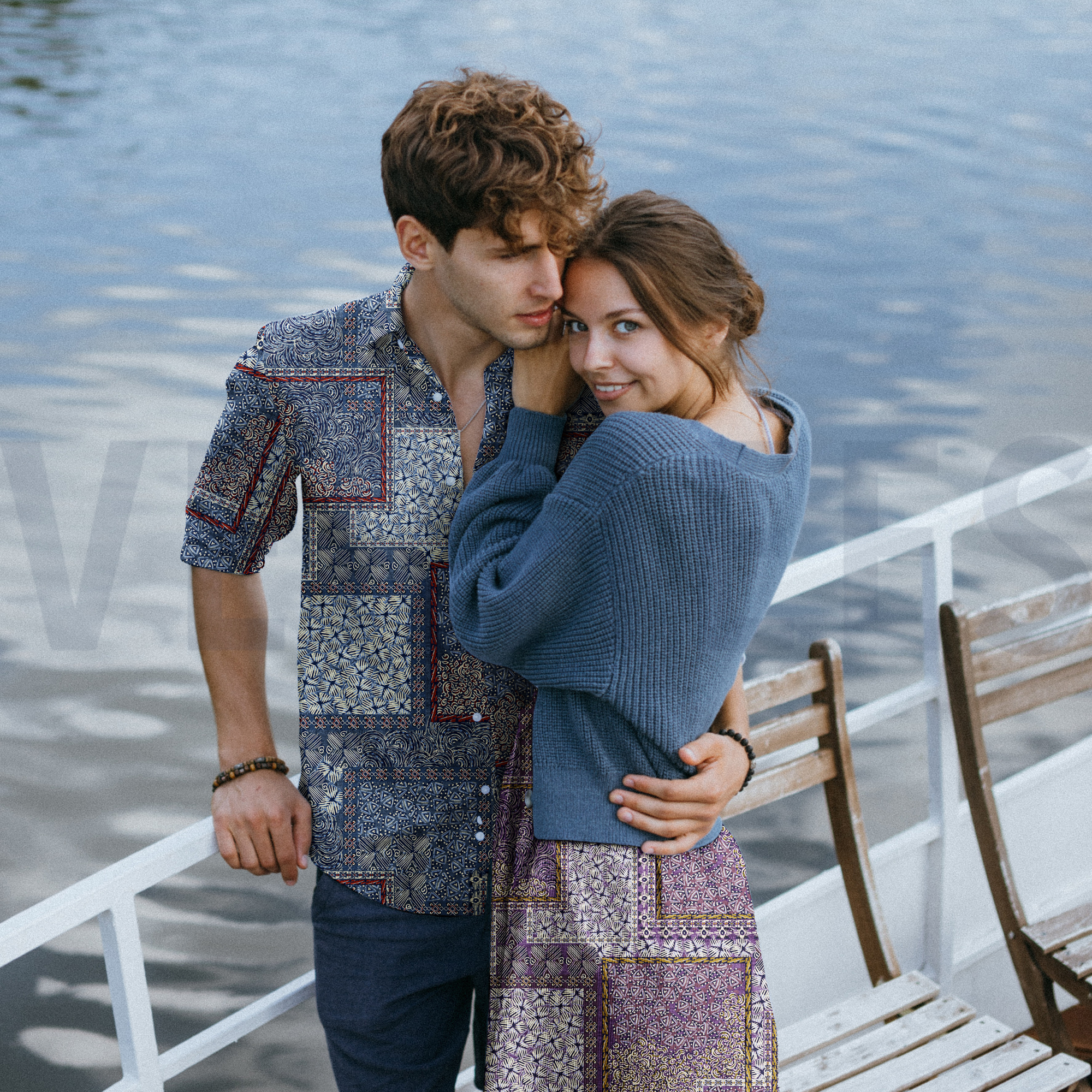 VISCOSE RADIANCE DIGITAL PATCHWORK BLEU (high resolution) #7