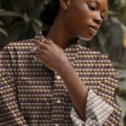 VISCOSE POPLIN STRETCH GEOMETRIC BURGUNDY (thumbnail) #7