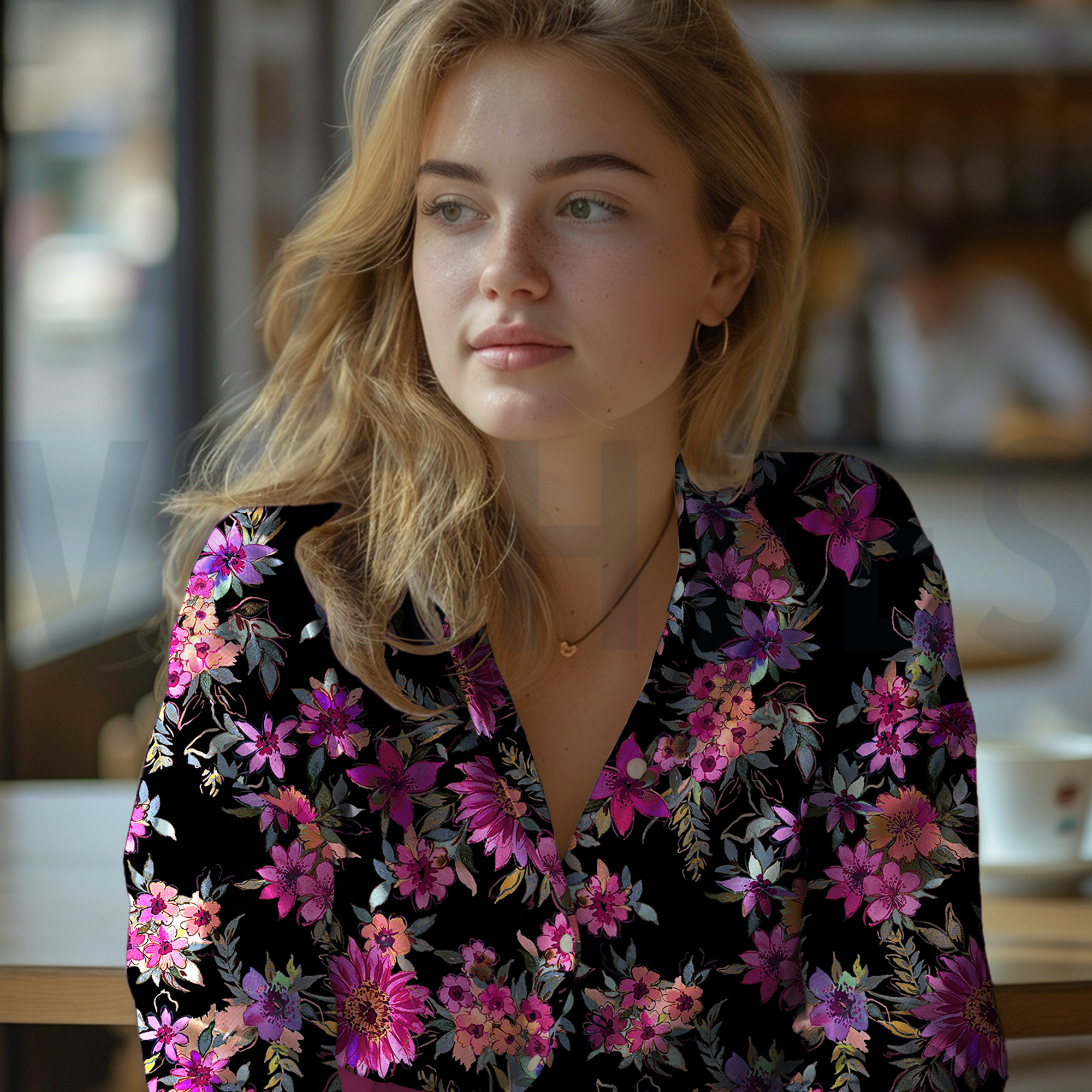 KATOEN SATIJN DIGITAAL BLOEMEN ZWART (high resolution) #7