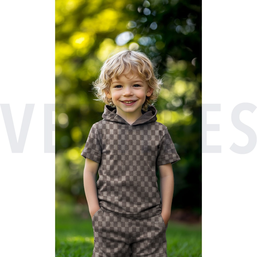 COTTON TOWELLING KNIT CHECKS SAND #7