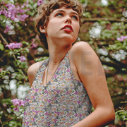 VISCOSE RADIANCE DIGITAAL BLOEMEN GROEN/PAARS (thumbnail) #7