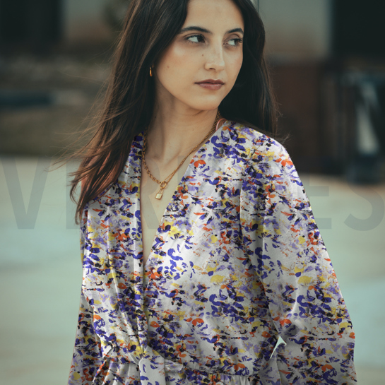 VISCOSE RADIANCE DIGITAL ABSTRAIT BLEU #7