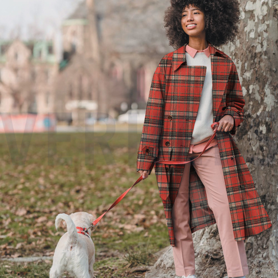 GEBORSTELDE MANTELSTOF RUITEN ORANJE #7