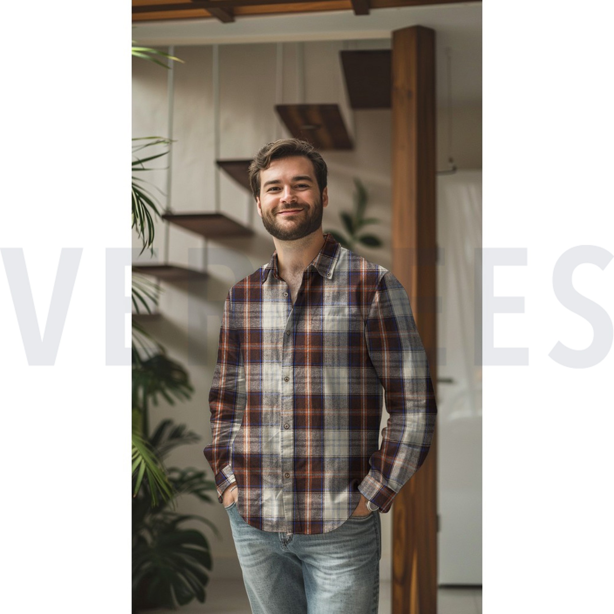 GEBÜRSTETER MANTELSTOFF GARNGEFÄRBT KAROS BRAUN (high resolution) #7