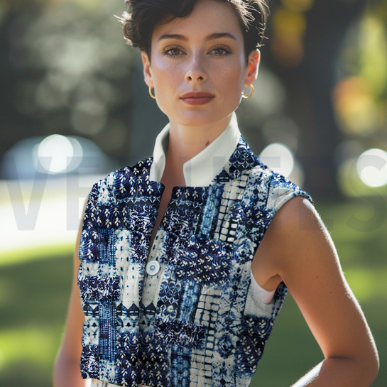 STEPPSTOFF VELVET DIGITAL PATCHWORK MARINEBLAU #7