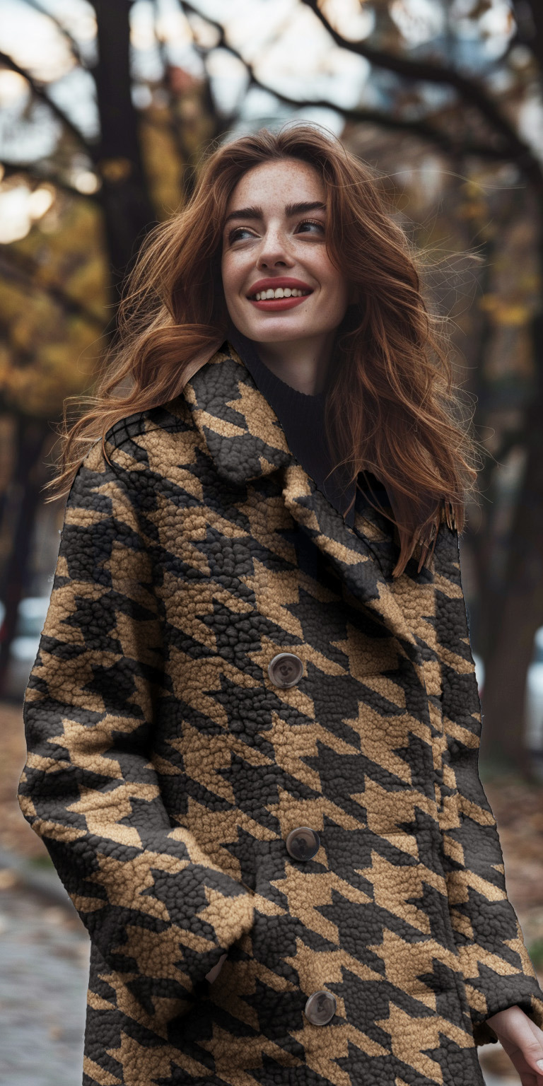 TEDDY JACQUARD PIED DE POULE CAMEL #7