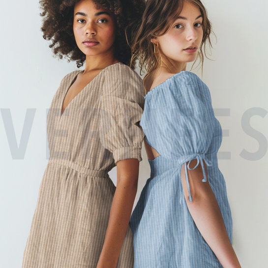 MUSSELIN GARNGEFÄRBT STREIFEN GRAU #7