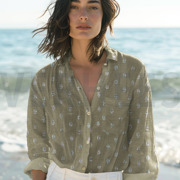 DOUBLE GAUZE FOIL SPOTS MOSS GREEN (thumbnail) #7