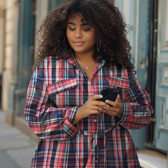 BAUMWOLLE GARNGEFÄRBT KAROS DUNKELKORALLE #7