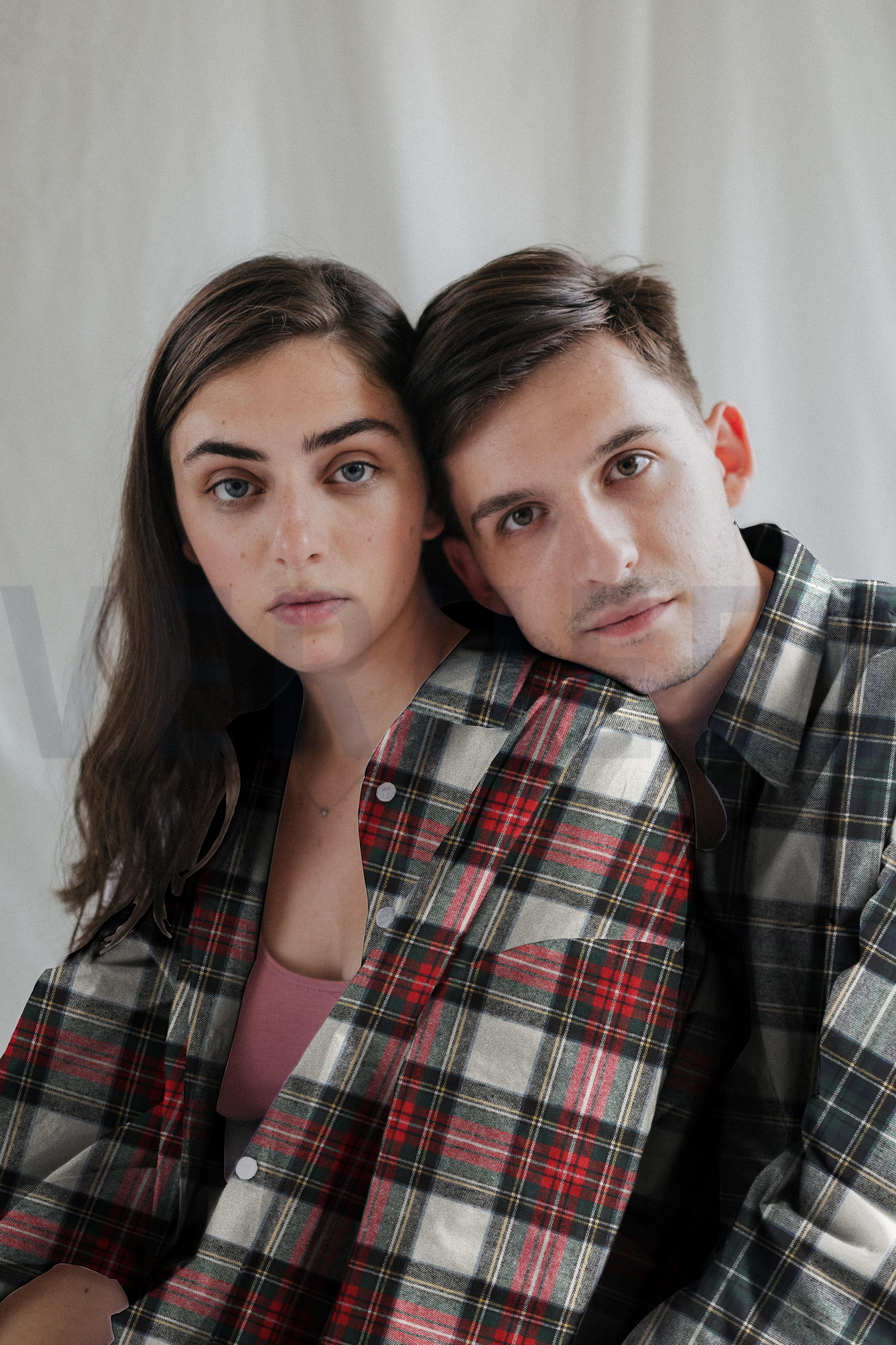 COTTON YARN DYED BRUSHED CHECKS ECRU/RED #7