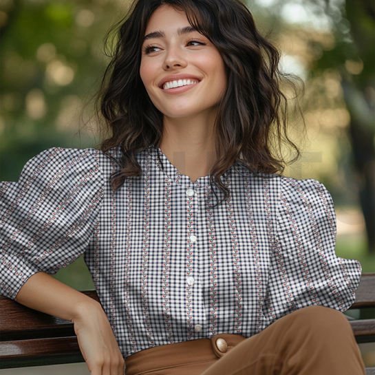 KATOEN JACQUARD BLOEMEN MARINEBLAUW #7