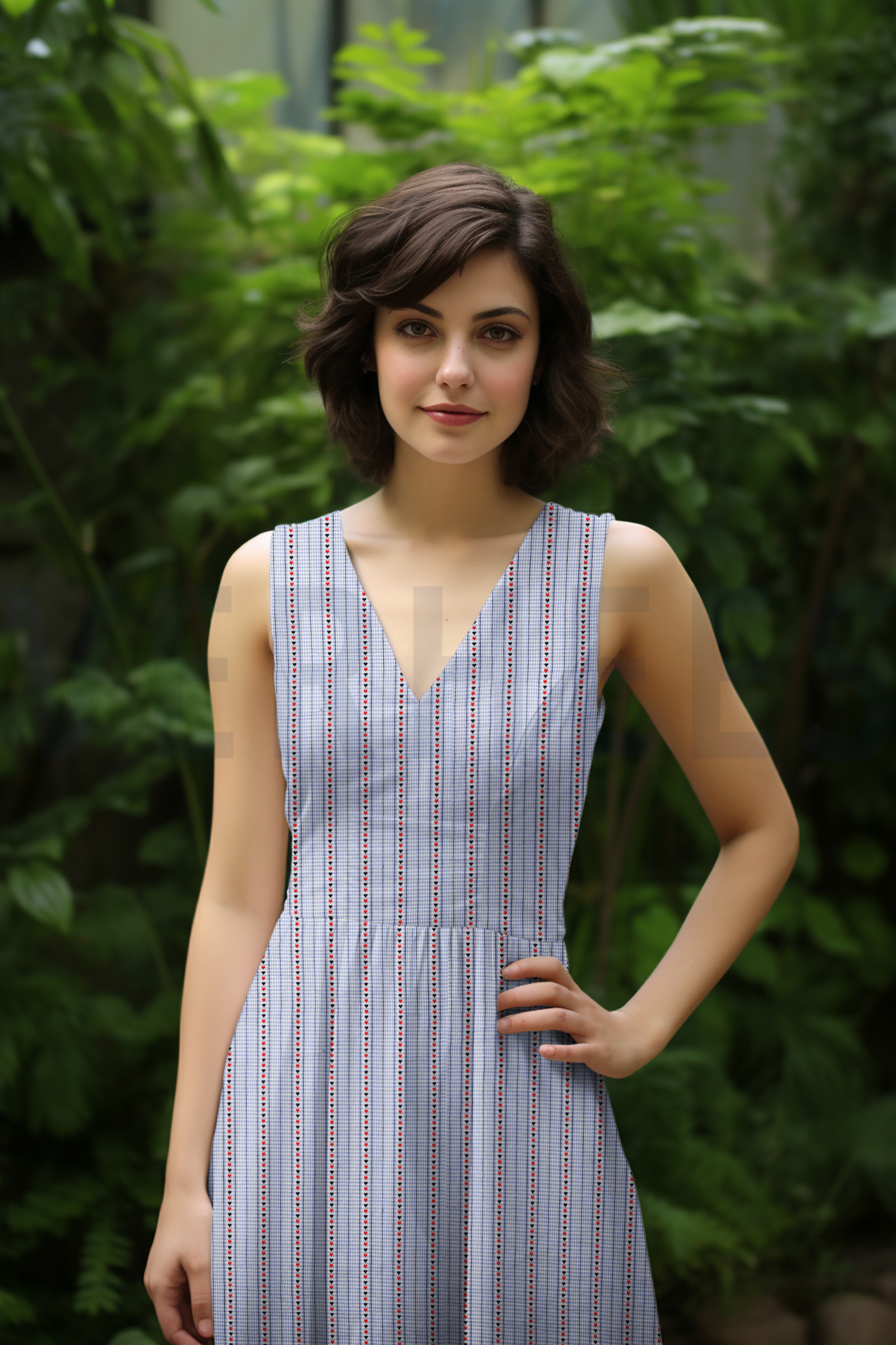 COTON JACQUARD COEURS BLEU CLAIR #7