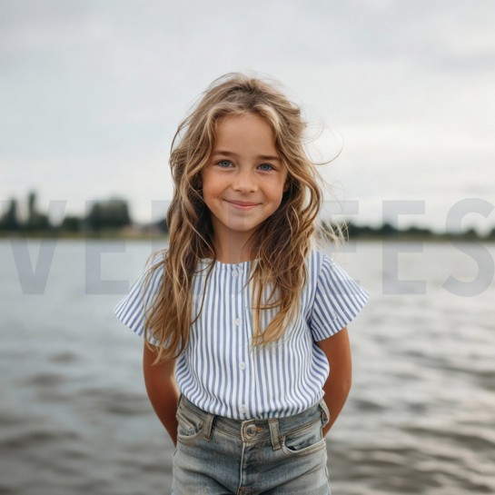 MUSSELIN GARNGEFÄRBT STREIFEN BLAU #7