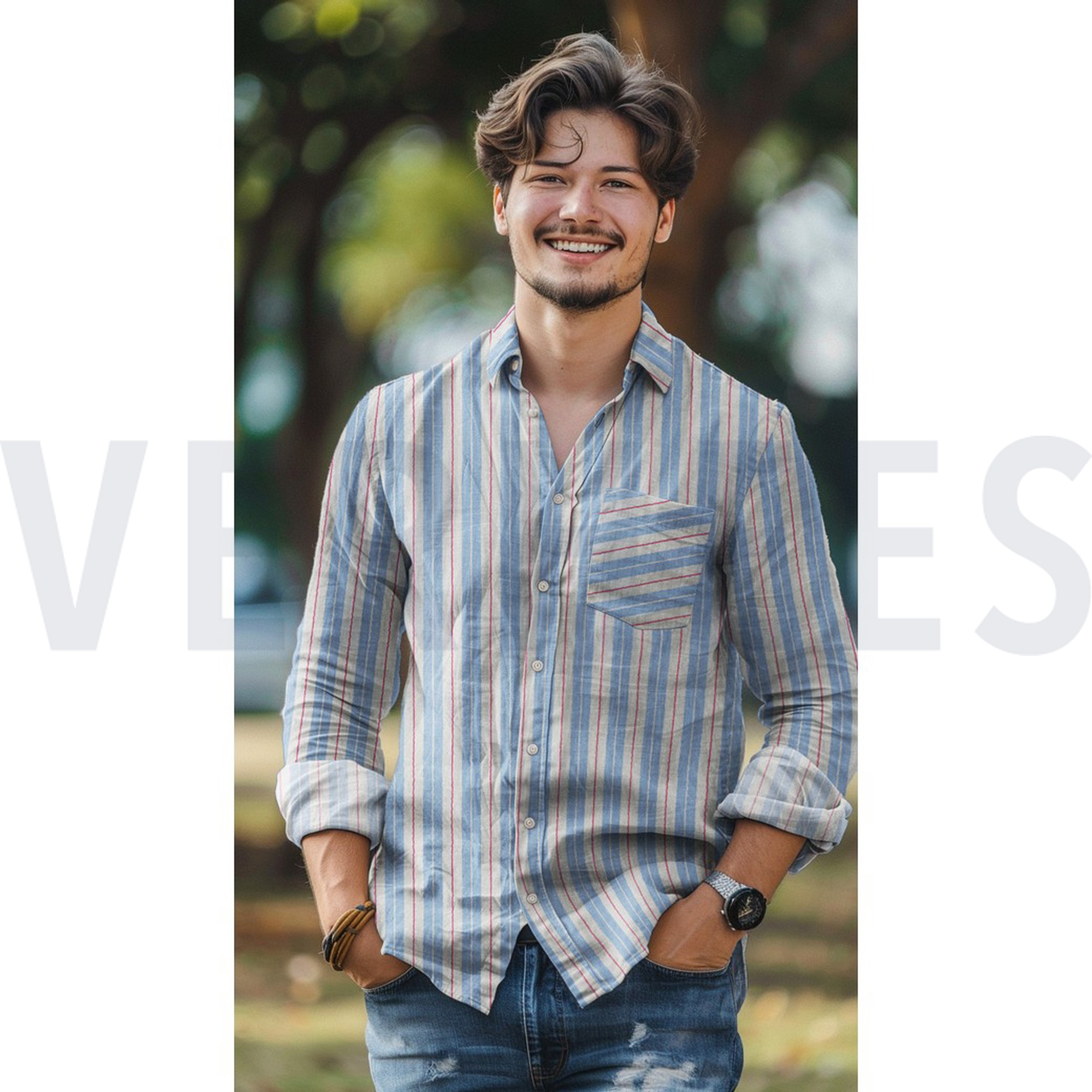 DOUBLE GAUZE YARN DYED STRIPES GREEN (high resolution) #7