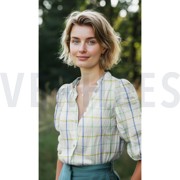 DOUBLE GAUZE YARN DYED CHECKS LAVENDER (thumbnail) #7