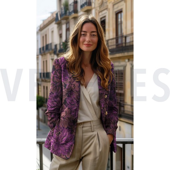 JACQUARD FLEURS VIOLET #7