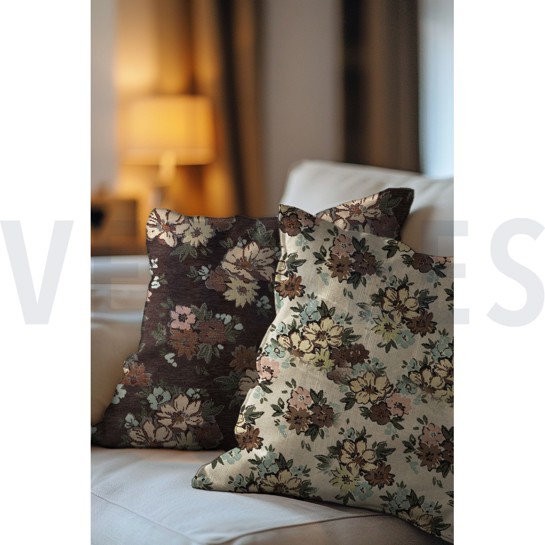 GOBELIN CHENILLE BLUMEN BRAUN #7