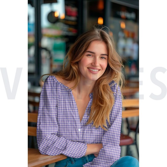 COTTON YARN DYED CHECKS SHINY THREAD LAVENDER #7