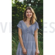 BAUMWOLLE GARNGEFÄRBT STREIFEN LUREX BLAU (thumbnail) #7