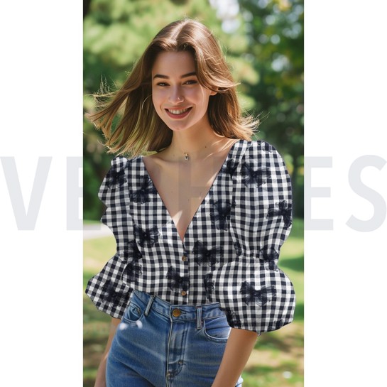 BAUMWOLLE GARNGEFÄRBT KAROS TÜLL BLUMEN MARINEBLAU #7