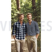 BAUMWOLLE GARNGEFÄRBT ANGERAUT KAROS MARINEBLAU (thumbnail) #7