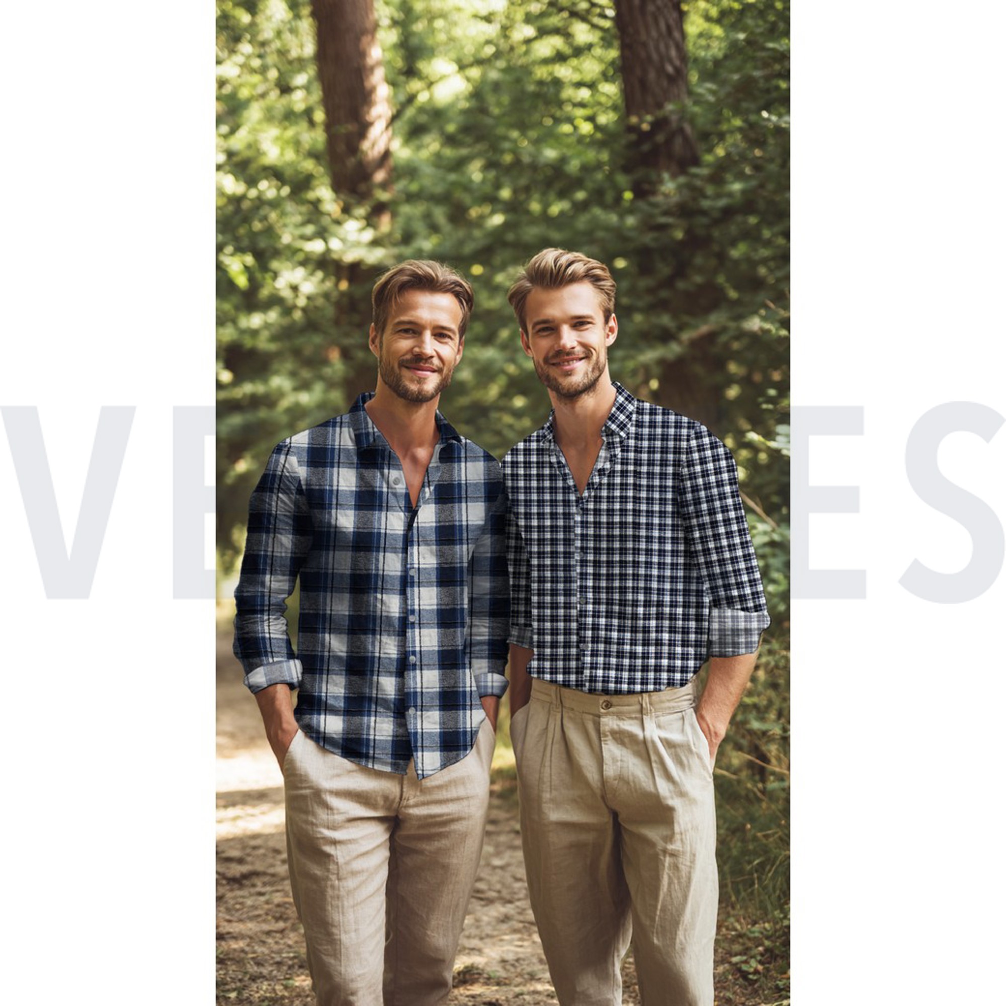 BAUMWOLLE GARNGEFÄRBT ANGERAUT KAROS MARINEBLAU (high resolution) #7