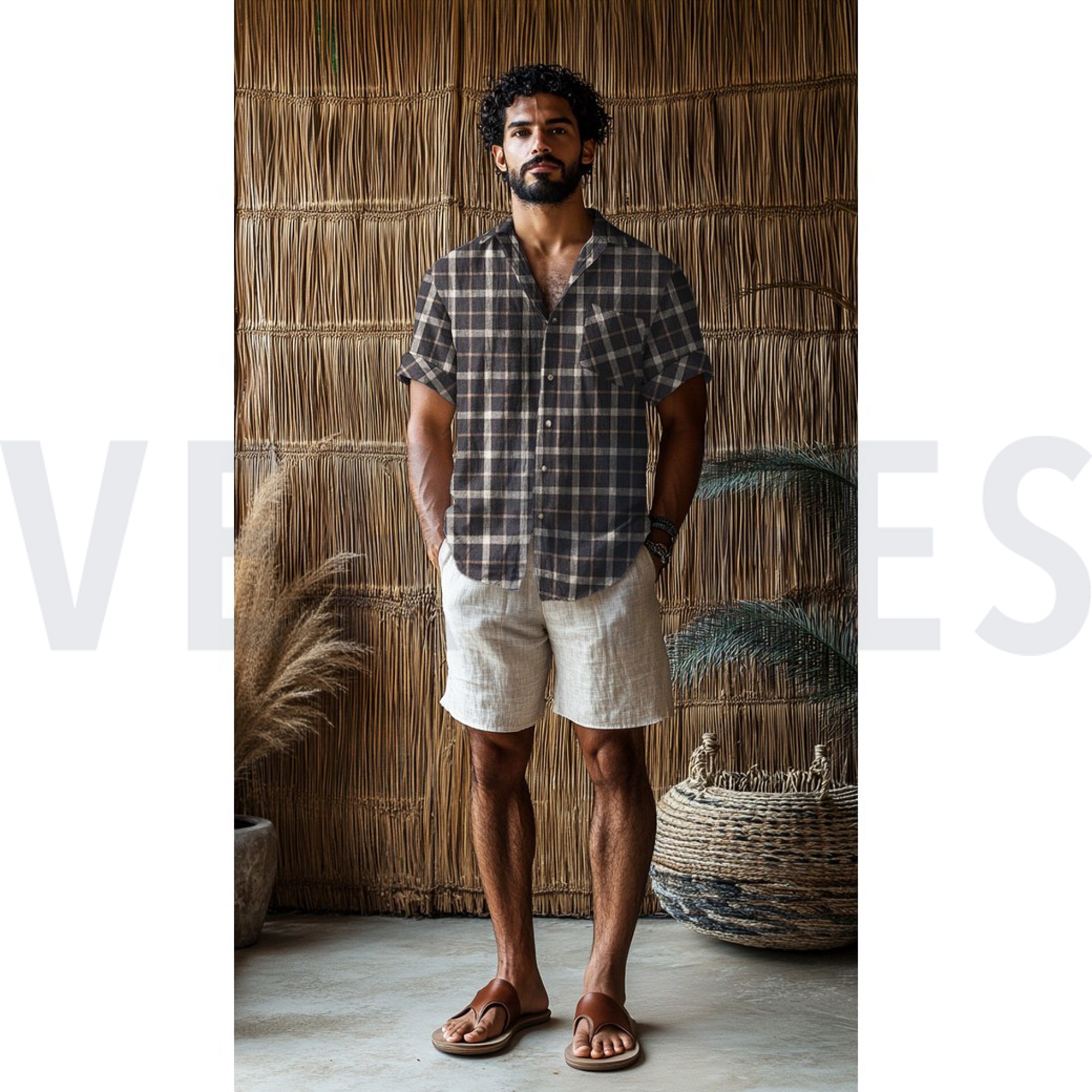 LINNEN VISCOSE GARENGEVERFD RUITEN BRUIN (high resolution) #7