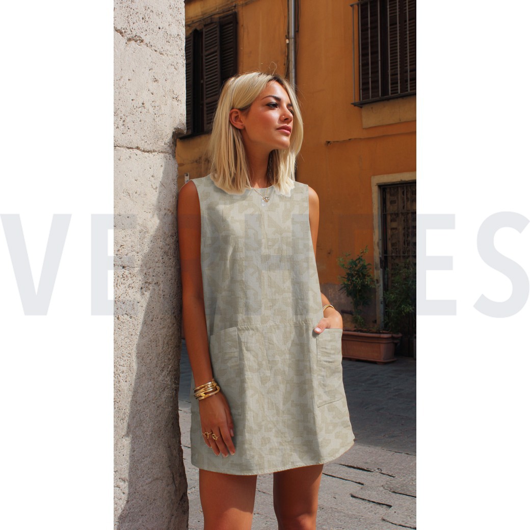 LINEN COTTON JACQUARD ABSTRACT NATURAL #7
