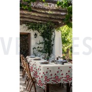 LINEN VISCOSE ONE-SIDE BORDER FLOWERS CERISE (thumbnail) #7