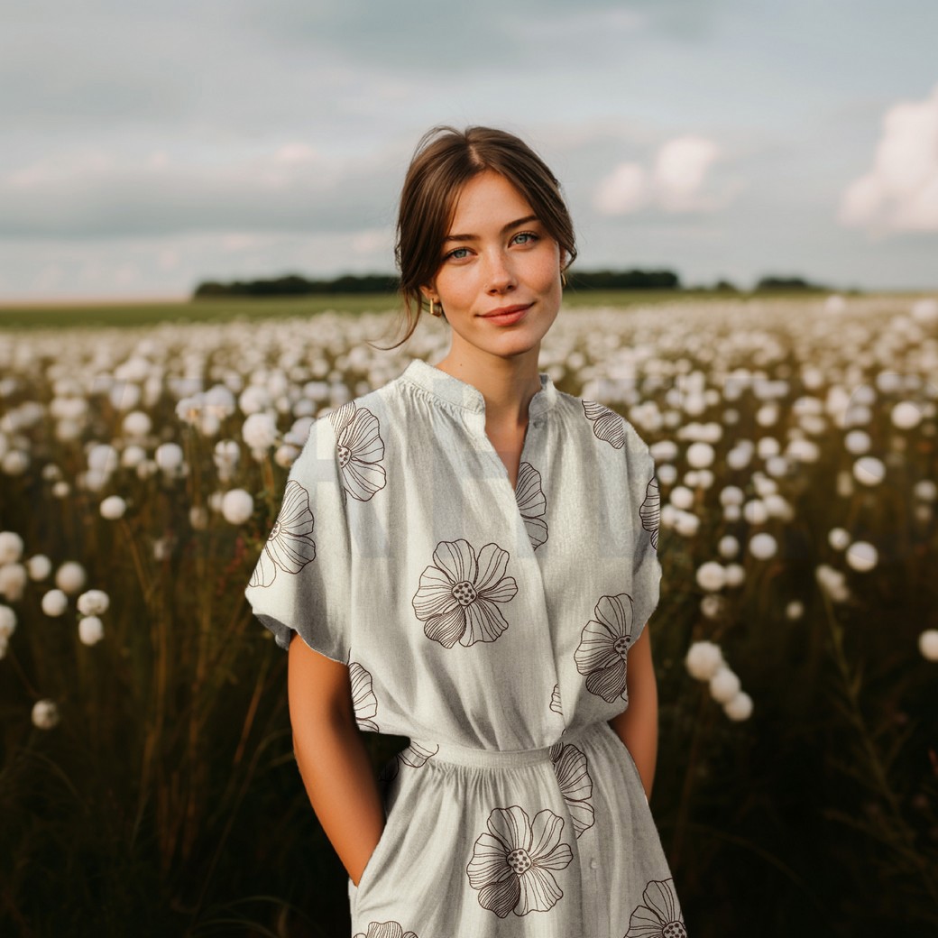 LINNEN VISCOSE EMBROIDERY BLOEMEN ZWART #7