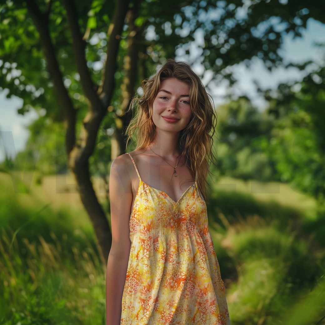 HANDGEMAAKTE BATIK VISCOSE GEEL #7