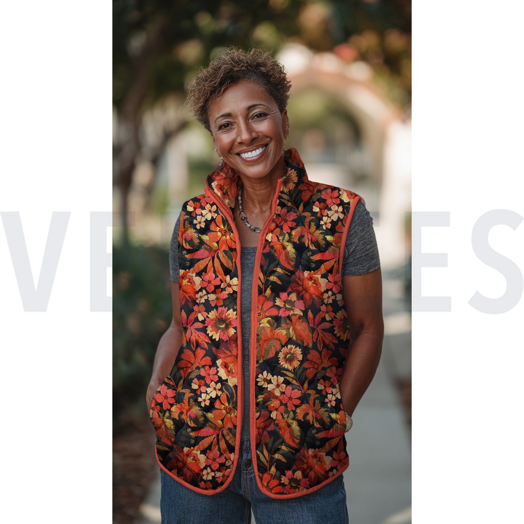 STEPPED VELVET DIGITAL FLOWERS FLAME ORANGE #7