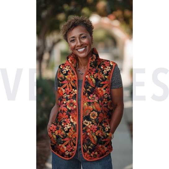 STEPPSTOFF VELVET DIGITAL BLUMEN FLAMMENORANGE #7